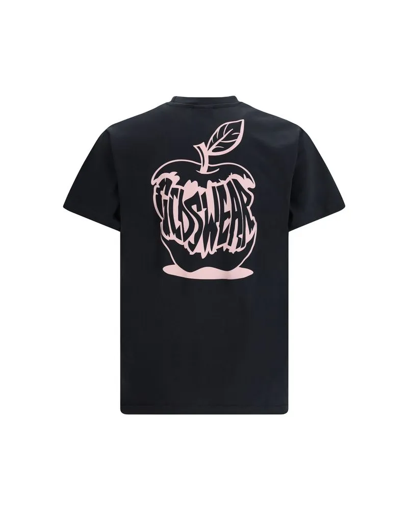 GCDS Men's Gray Cotton T-Shirt Black