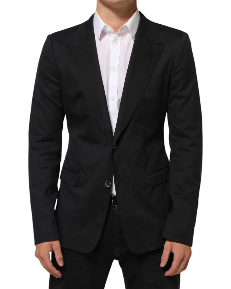 Dolce & Gabbana Men's Black Cotton 2 Buttons Suit Jacket Blazer Co+04+pa+se Black