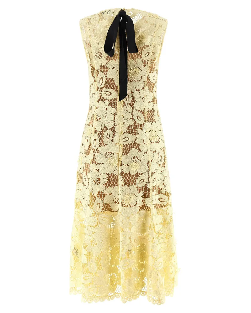 Self-Portrait Crochet Lace Dress — Yellow Yellow
