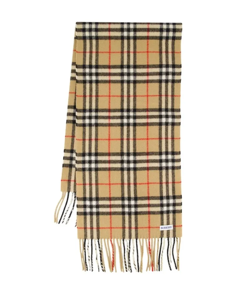 Burberry Cashmere Checked Scarf — Beige Beige