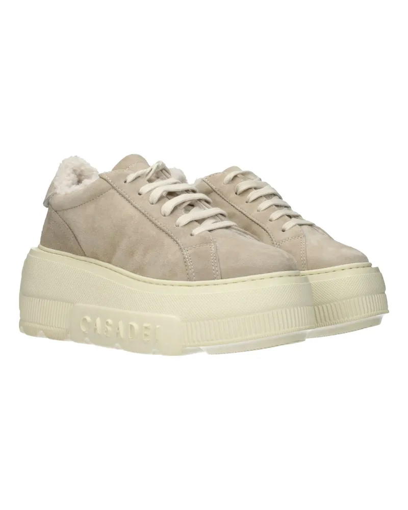 Casadei Women's Beige Leather Chunky Sneakers Beige