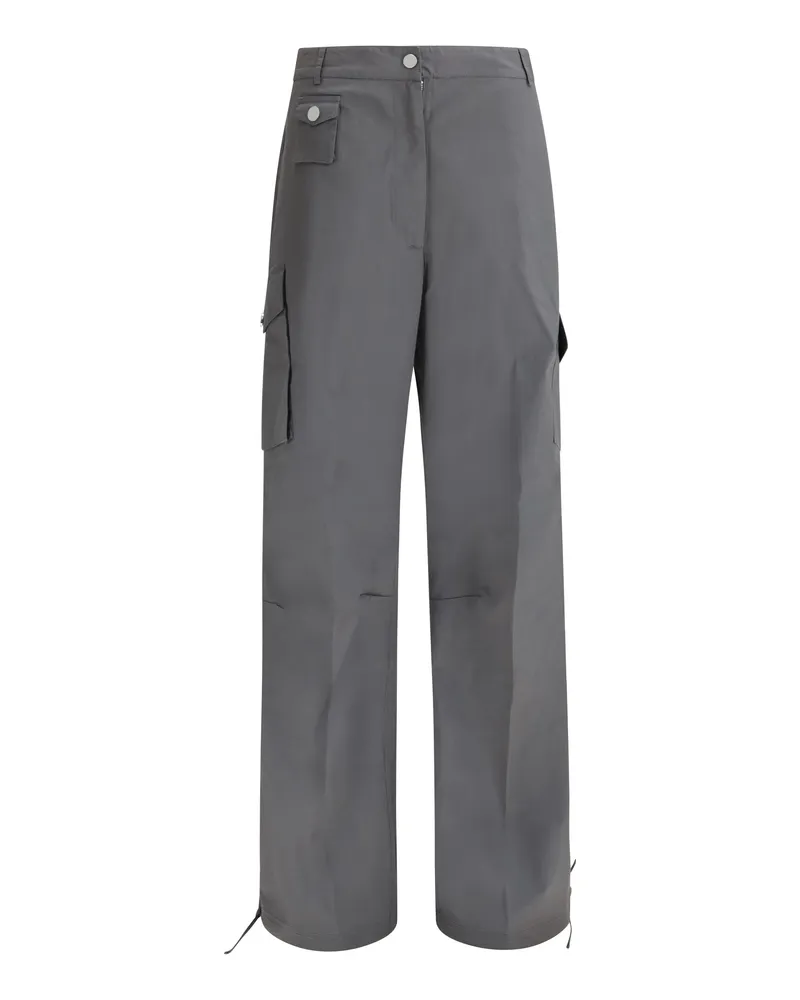 Ganni Stretch Cotton Cargo Pants — Gray Gray