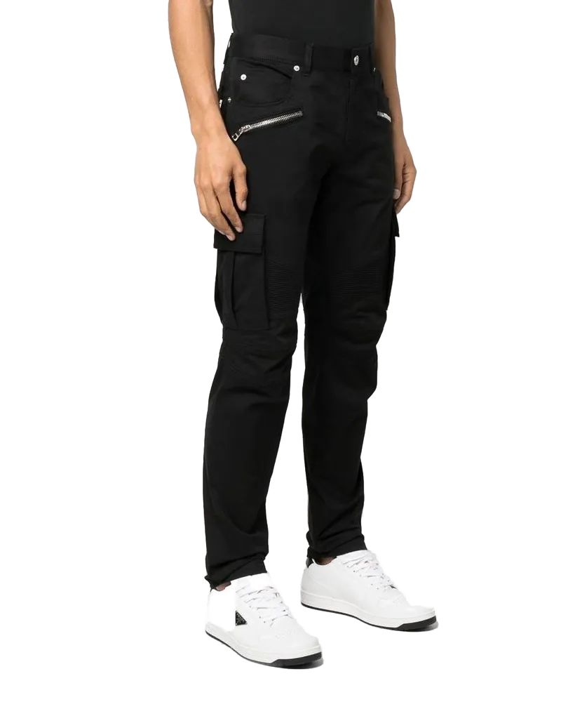 Balmain Men's Black Cotton Cargo Pants Black