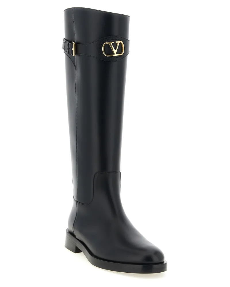 Valentino Garavani Women's Black Calfskin Over The Knee Shoe Black