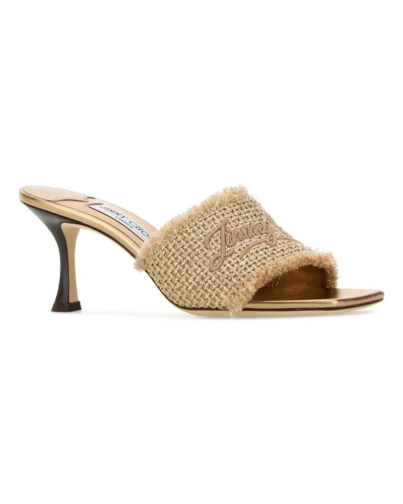Jimmy Choo Women's Gold Fabric Alexia 70 Mules Golddarkcappuccino Sandali Sandal Gold