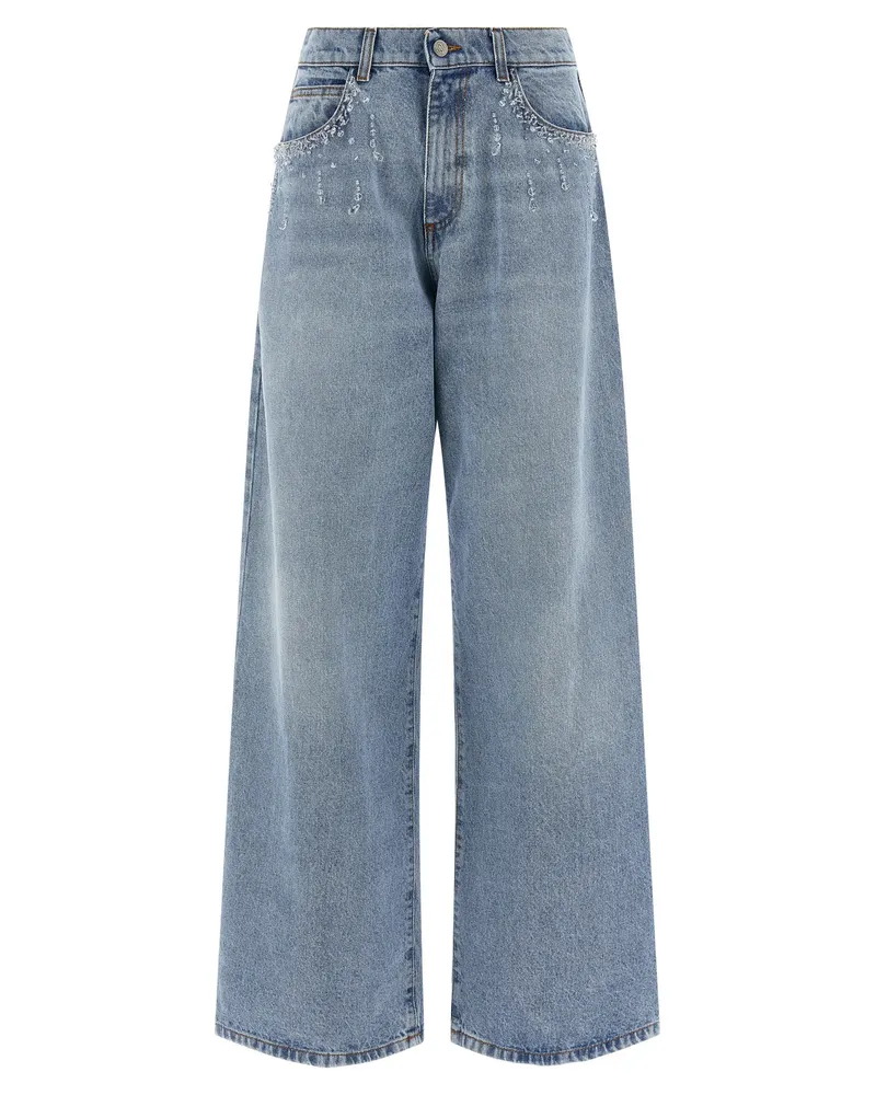 Giuseppe di Morabito Crystal-Embellished Denim Jeans — Blue Blue