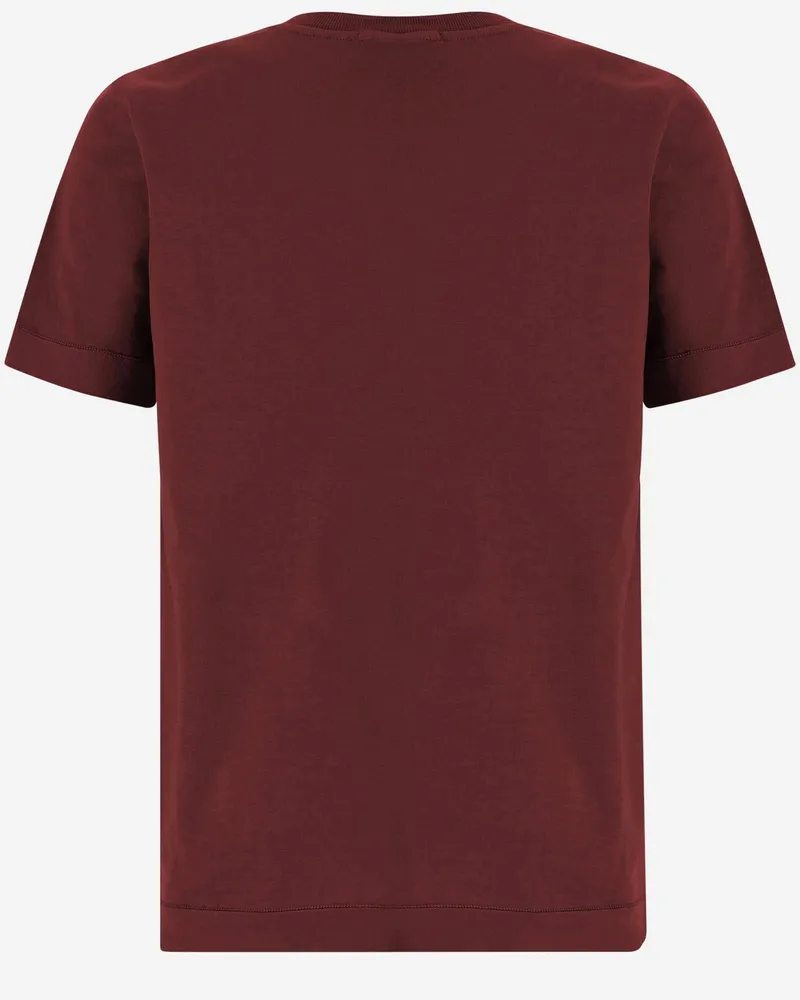 Stone Island Logo-Embroidered Cotton T-Shirt — Red Red