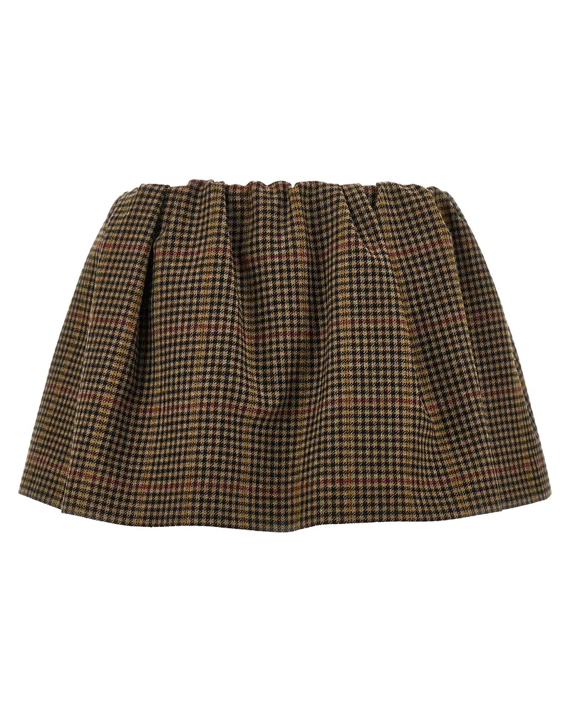 Miu Miu Houndstooth Virgin Wool Skirt — Brown Brown