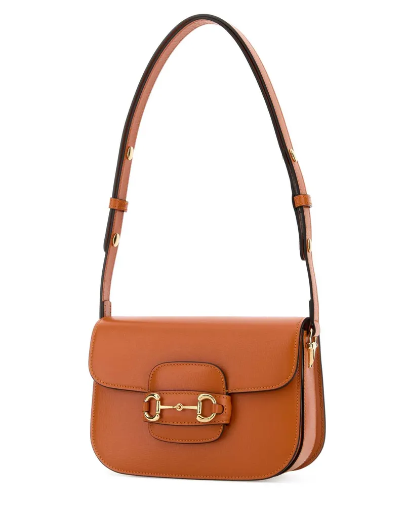 Gucci Women's Orange Small  Horsebit 1955 Shoulder Bag Newdarkrusty Calf Skin Borse A Mano Orange