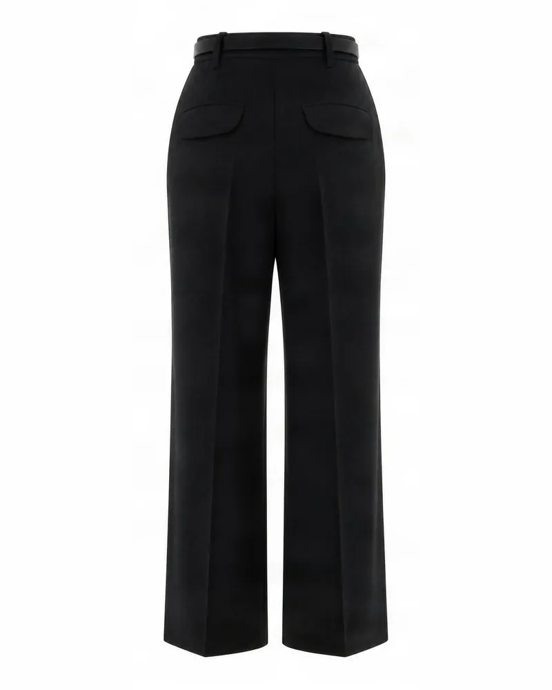 Elisabetta Franchi High-Waist Straight-Leg Tailored Trousers — Black Black