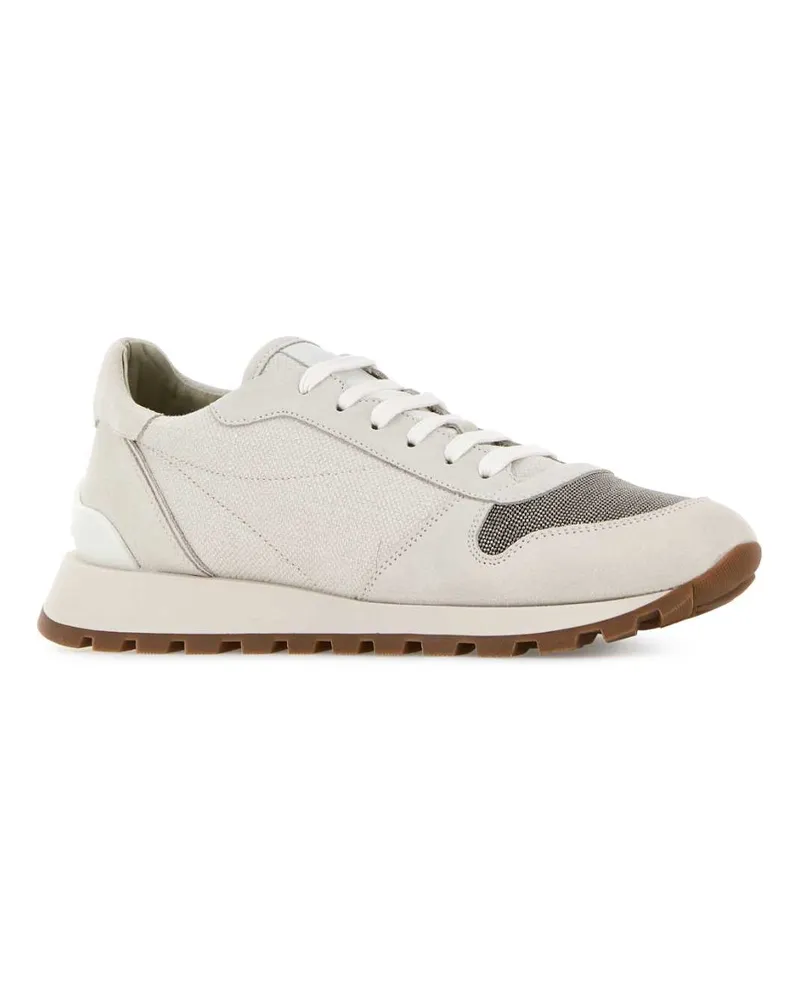 Brunello Cucinelli Women's Light Grey Fabric Sneakers C209 Beige