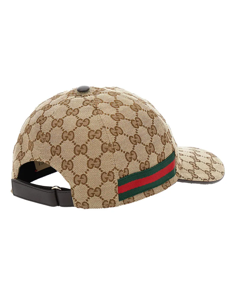 Gucci Men's Baseball Cap Beige Gg Canvas Polyester Hat Beige
