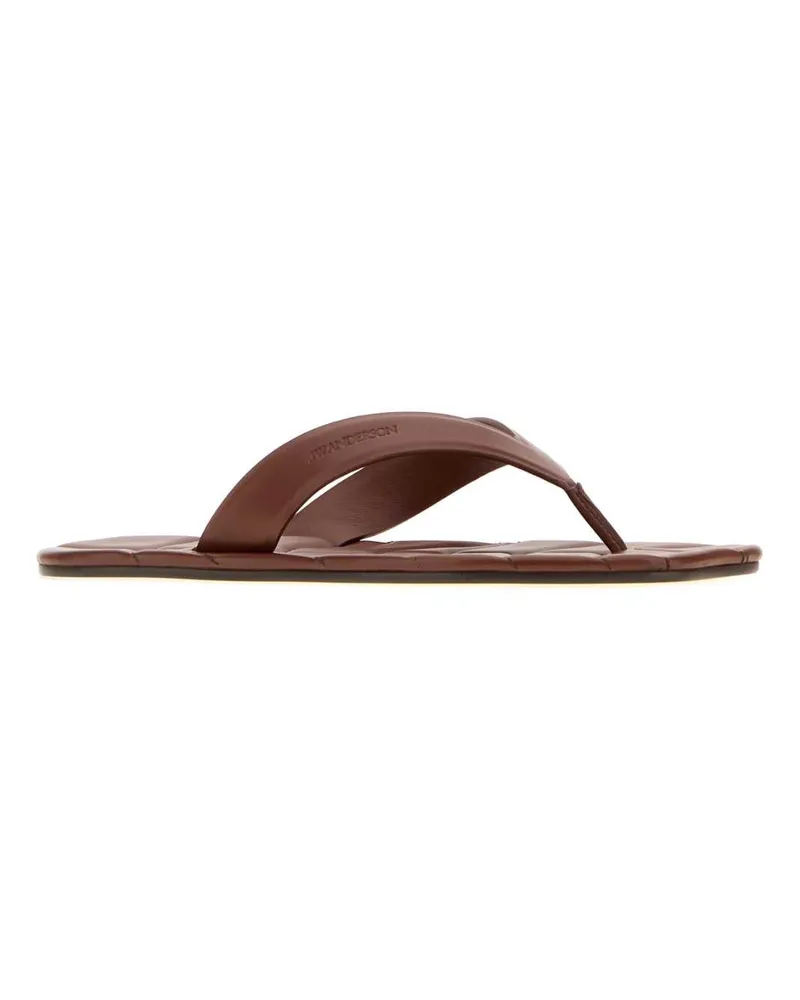 J.W.Anderson Men's Chocolate Leather Thong Slippers Brown Flat Shoes Brown