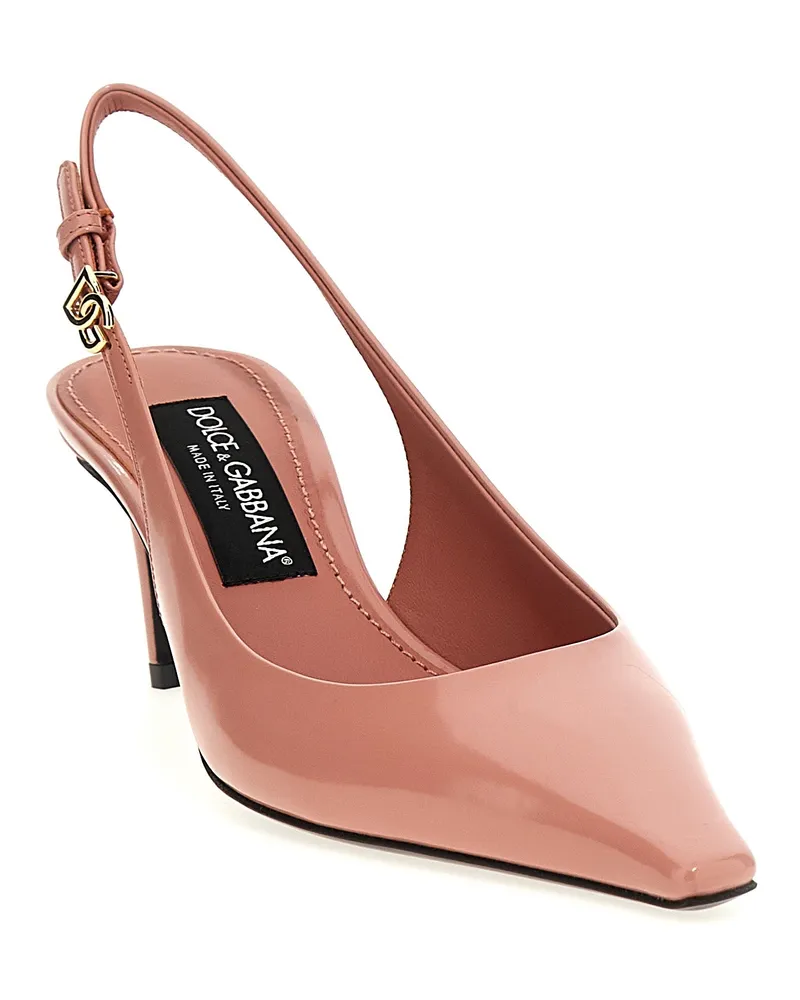 Dolce & Gabbana Women's Glossy Calfskin Slingback Heel Pink Leather Pink