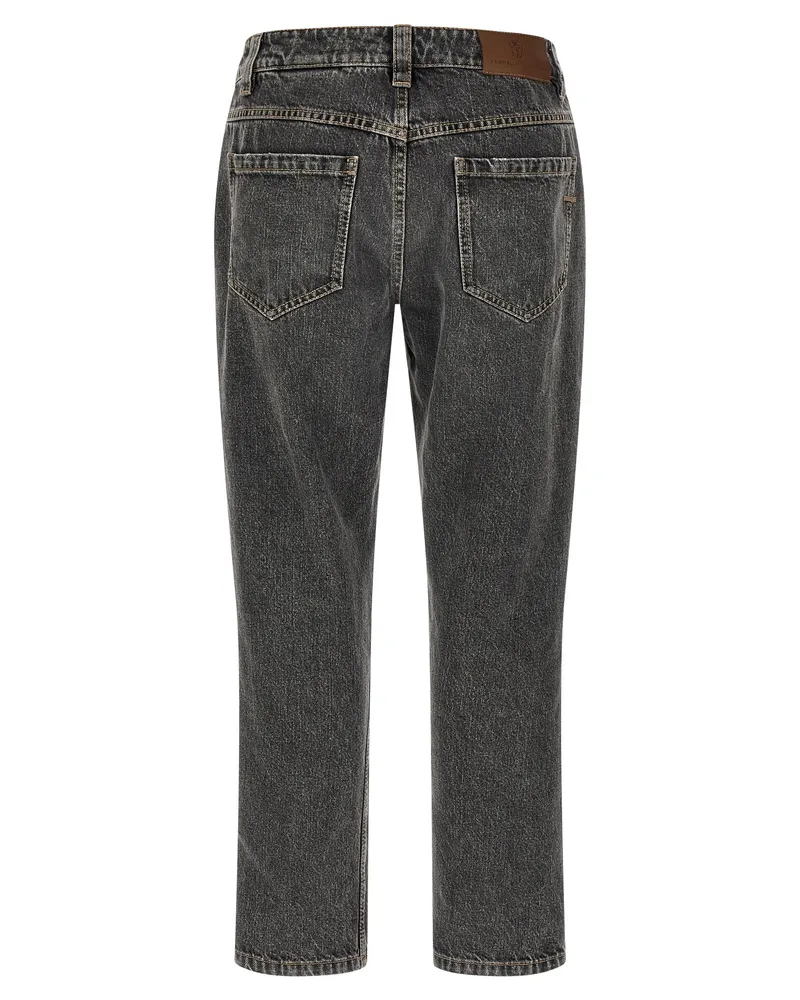 Brunello Cucinelli Women's Gray Cotton Straight-Leg Jeans Clothing Gray