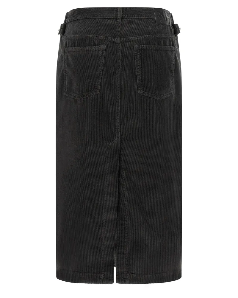 Pinko Corduroy Midi Skirt — Black Black