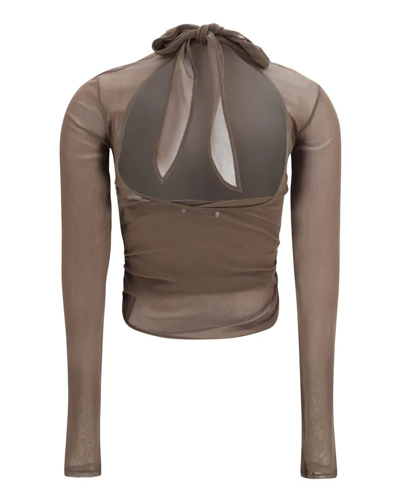 Christophe Lemaire Women's Ballerina Top With Scarf Cacao Polyamide Beige