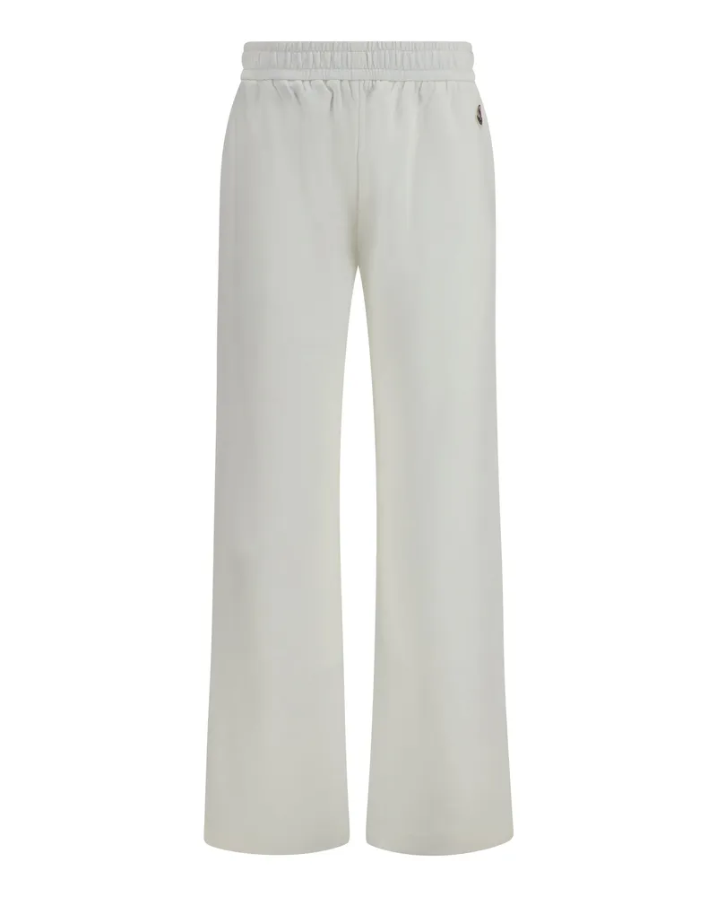 Moncler Women's Pants Logo-Appliqué Natural Cotton Trousers White