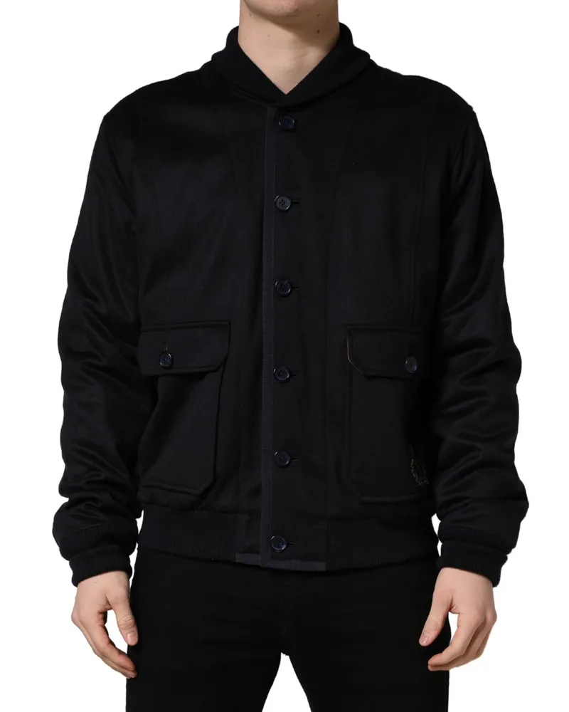Dolce & Gabbana Men's Black Cashmere Knitted Button Down Jacket Clothing Black