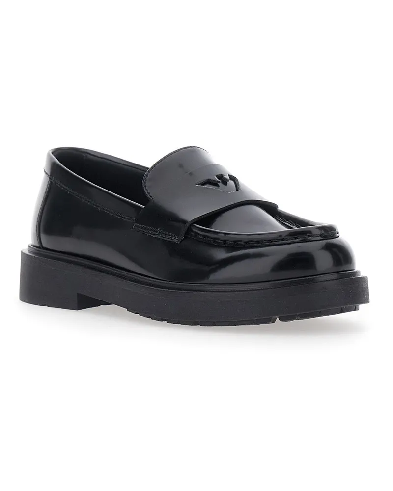 Emporio Armani Boys Loafers, Black Patent Ecoleather Loafers & Mocassins Black