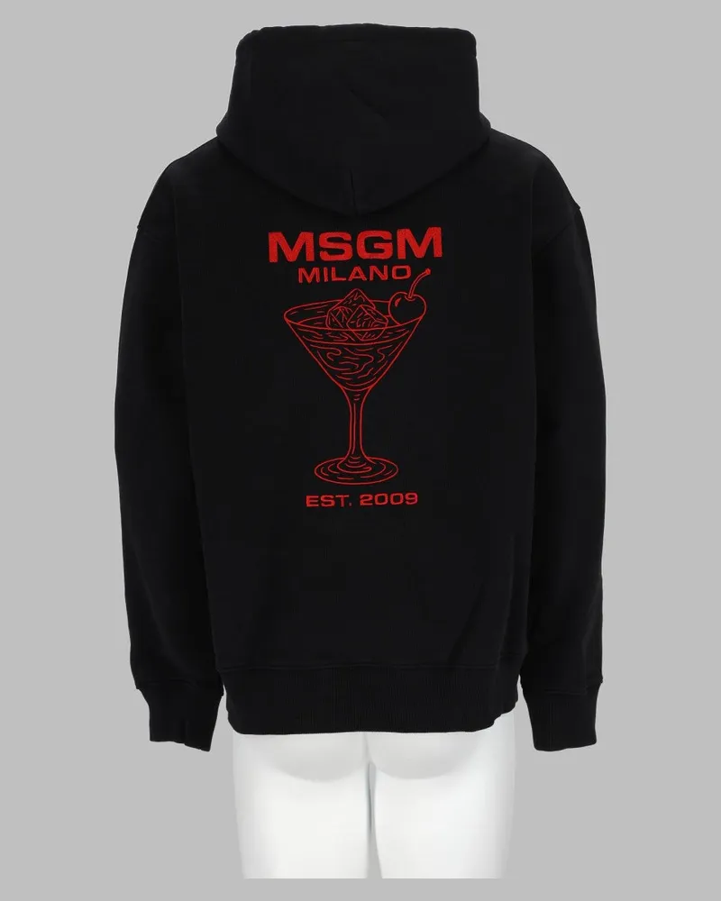MSGM Logo-Embroidered Cotton Sweatshirt — Black Black