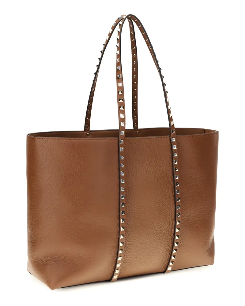 Valentino Garavani Women's Rockstud Tote Bag Selleria Calf Leather Bos Taurus Shoulder Bronze