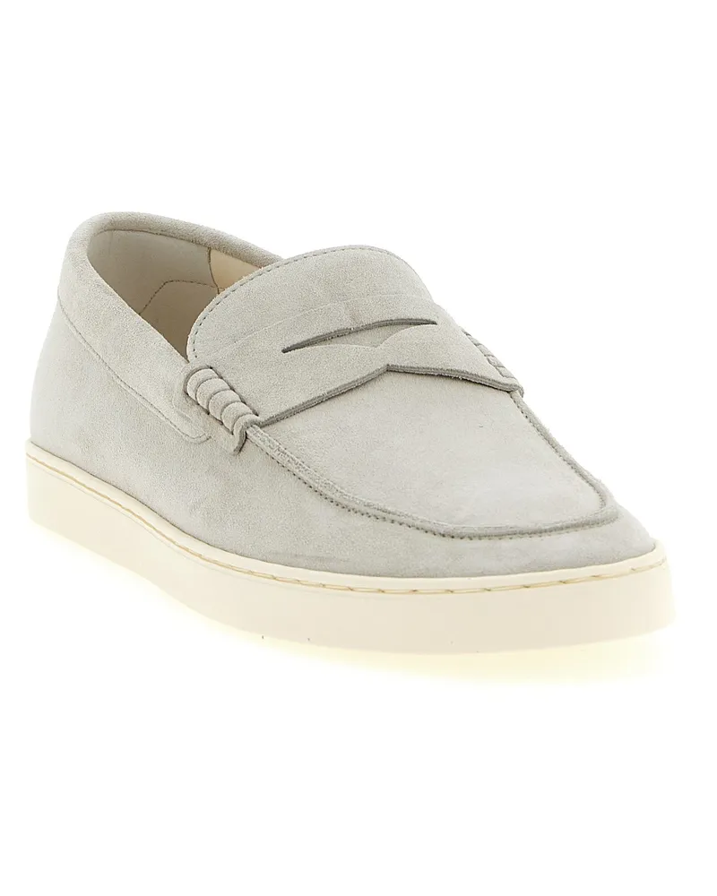Brunello Cucinelli Men's Gray Calfskin Slip-On Loafers Gray