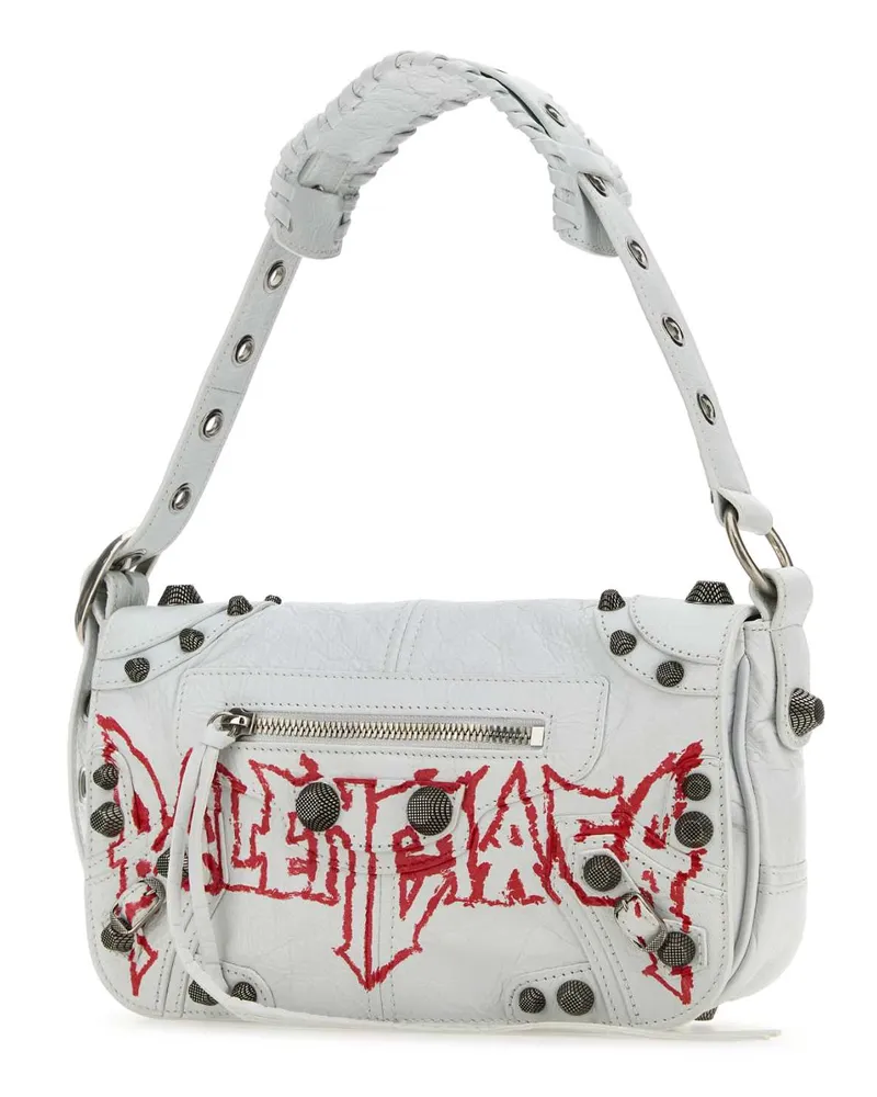 Balenciaga Men's White Leather Le Cagole Xs Diy Metal Crossbody Bag Opticwhite Borse A Mano White