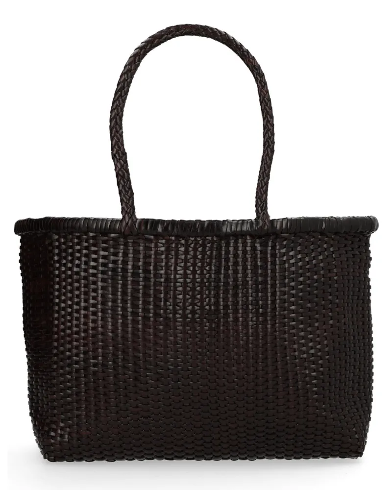 Dragon Diffusion Women's Shoulder Bag B Weave Dark Brown Leather Brown