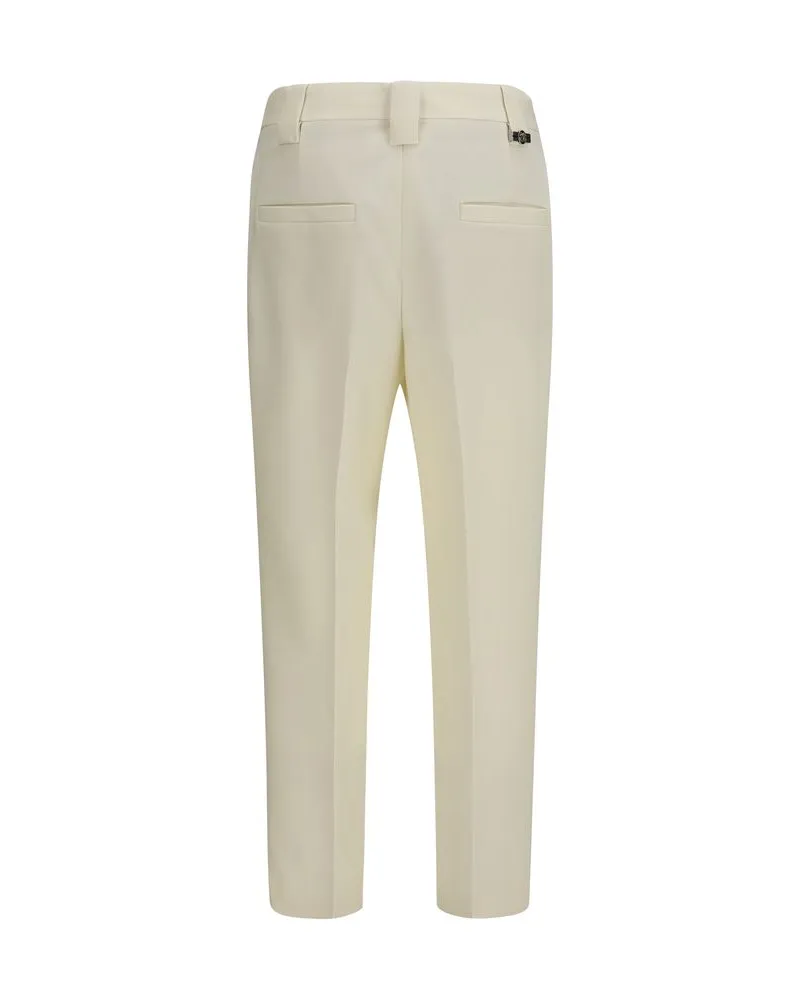 Versace Cropped Wool with Satin Bands Trousers — Beige Beige