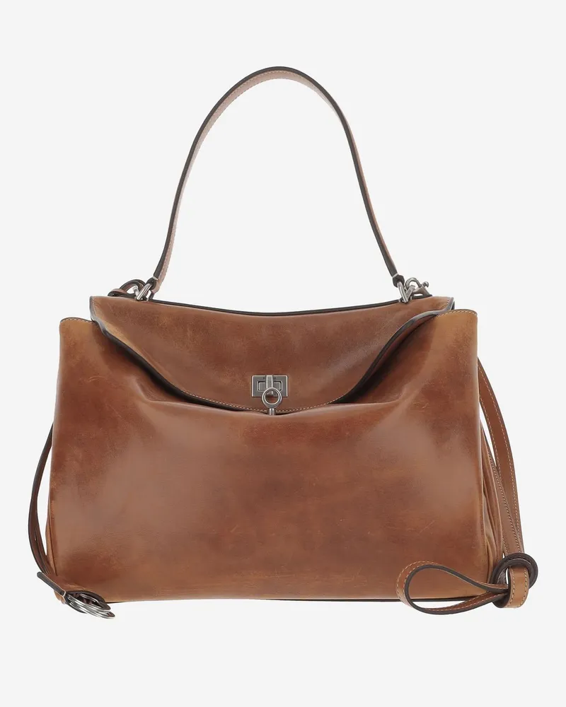 Balenciaga Women's Shoulder Bag Rodeo Brown Lambskin Leather Brown