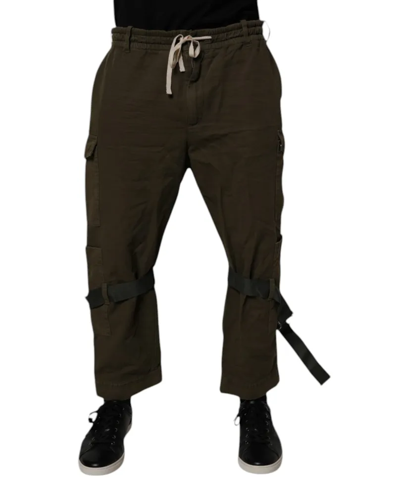 Dolce & Gabbana Unisex Brown Cotton Stretch Cargo Pants Elastane Brown