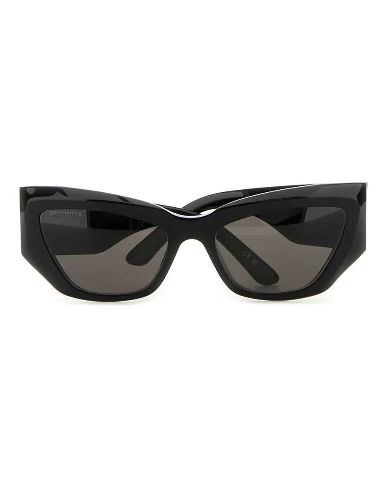 Balenciaga Women's Black Acetate Signature Butterfly Sunglasses Black-Iridescent Log Exterior: Occhiali Da Sole Black/iridescent Black