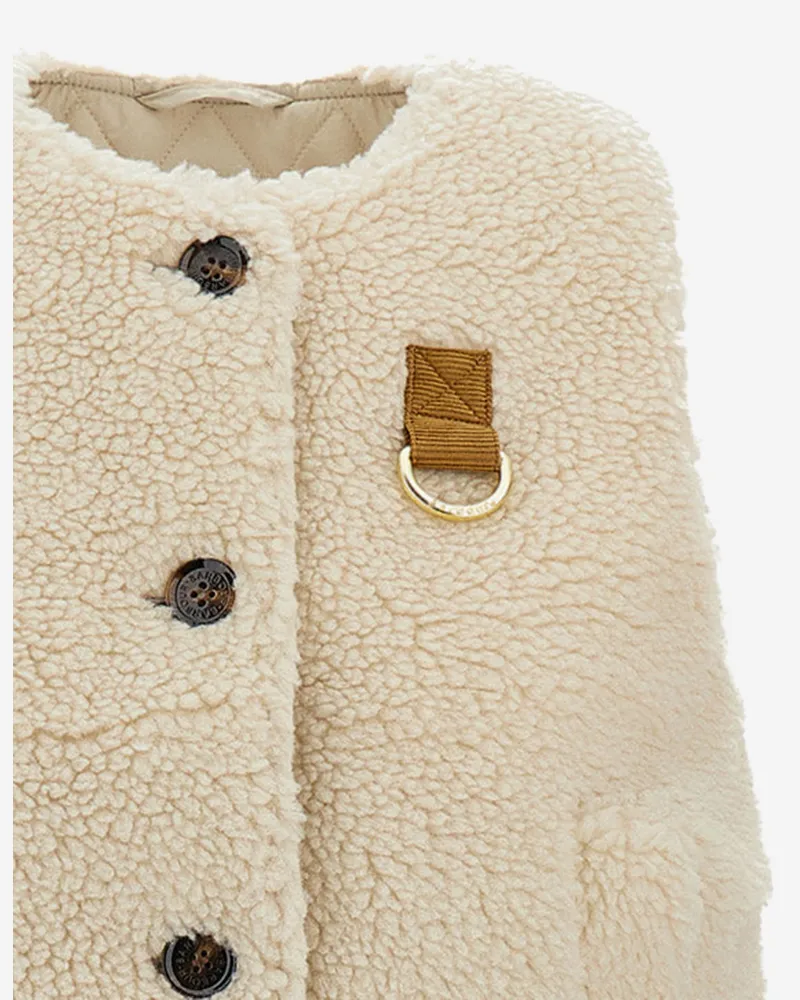 Barbour Fur-Effect Nylon Vest — Ivory Ivory