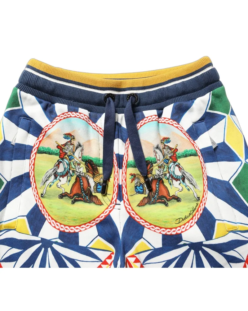 Dolce & Gabbana Women's Multicolor Siciliano Saretto Joggers Pants Cotton Multicolor