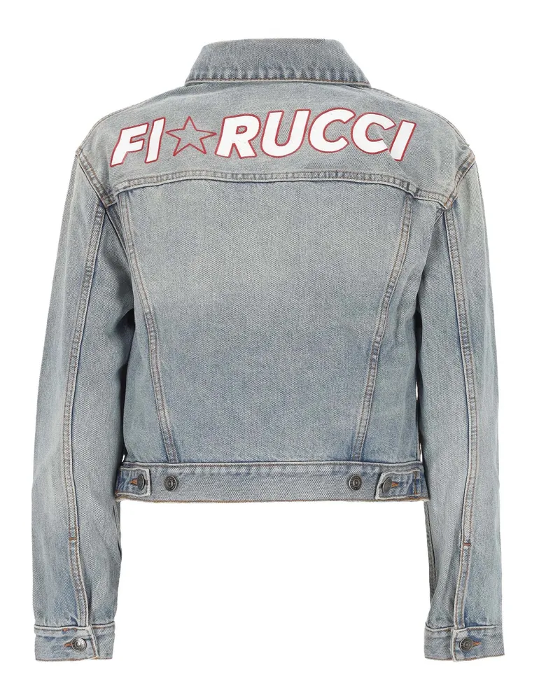 Fiorucci Women's Denim Jacket Light Blue Star Logo Blue