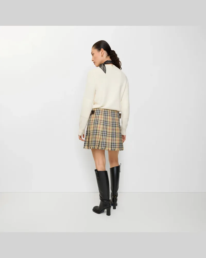 Burberry Checked Cotton Skirt — Beige Beige