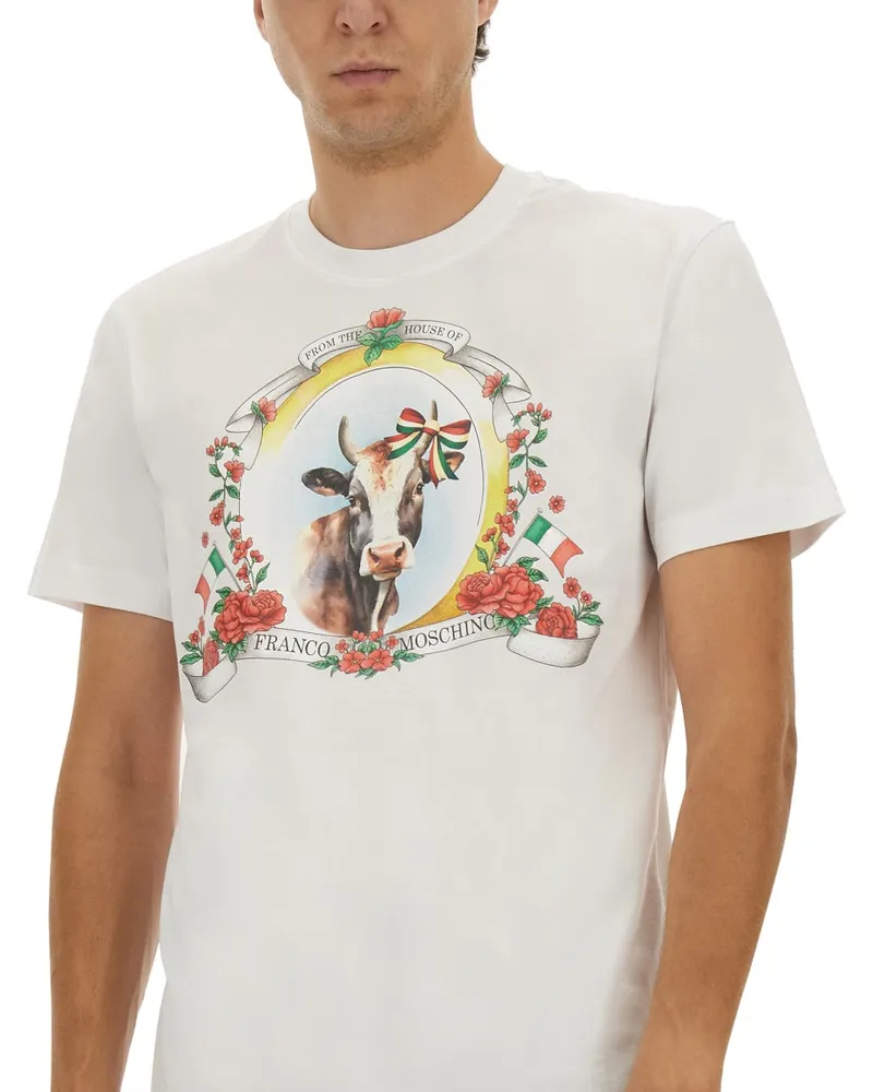 Moschino Logo-Print Cotton T-Shirt — White White