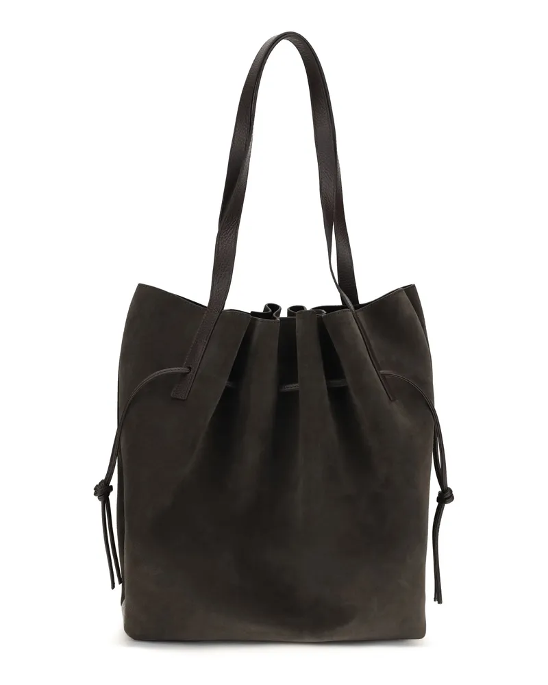 YUZEFI Women's Shoulder Bag Scallop Suede Ganache Black