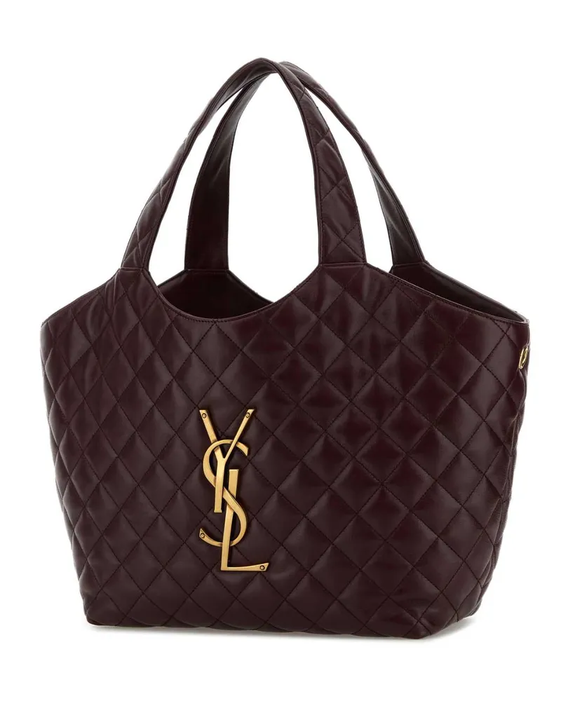 Saint Laurent Women's Burgundy Nappa Leather Medium Icare Shopping Bag Hotwine Borse A Mano Burgundy