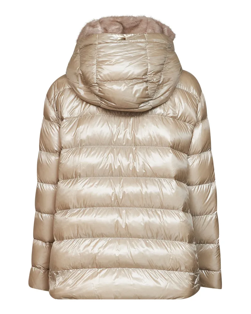 Herno Hooded Quilted Down Jacket — Beige Beige