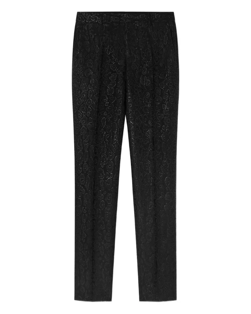 Versace Men's Jacquard Leopard Trousers Black Viscose Black