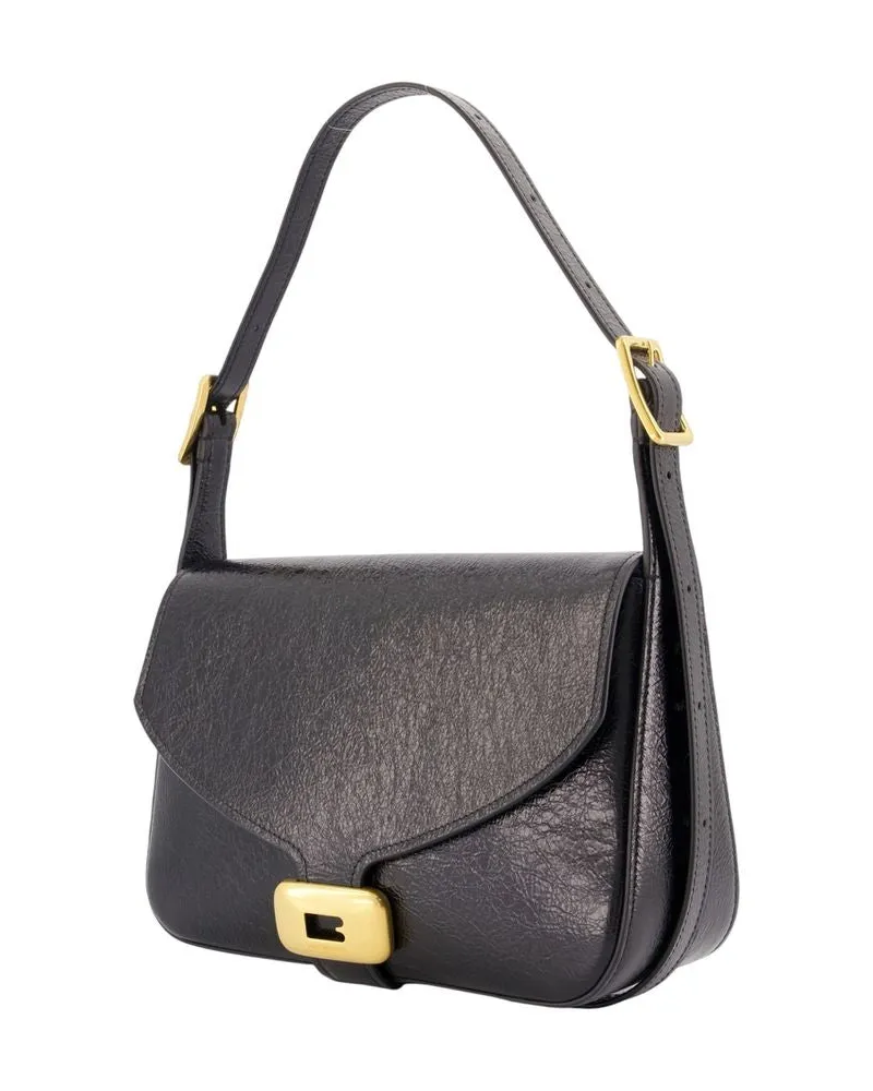 Balenciaga Women's Clicca M Shoulder Bag -  Leather Black Lambskin Shoulder-Hobo-Bags Black