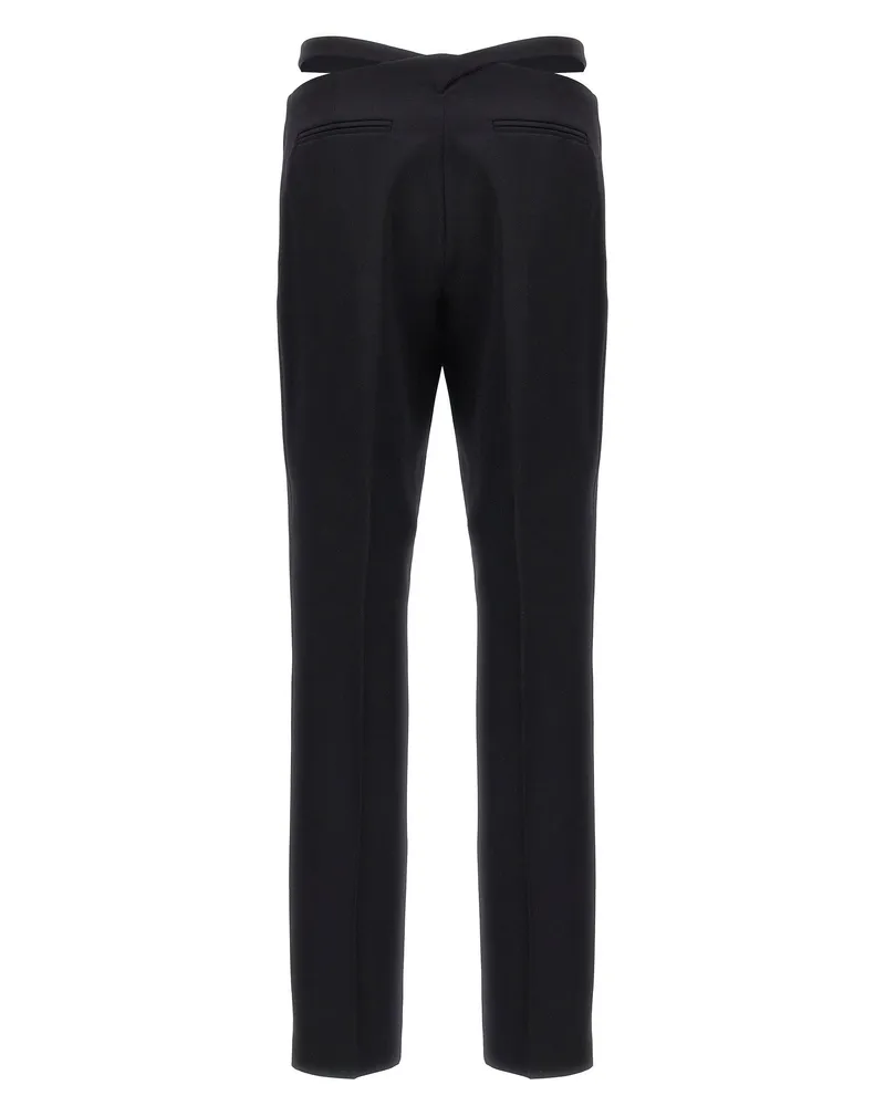 ATTICO Belt Detail Virgin Wool Trousers — Black Black