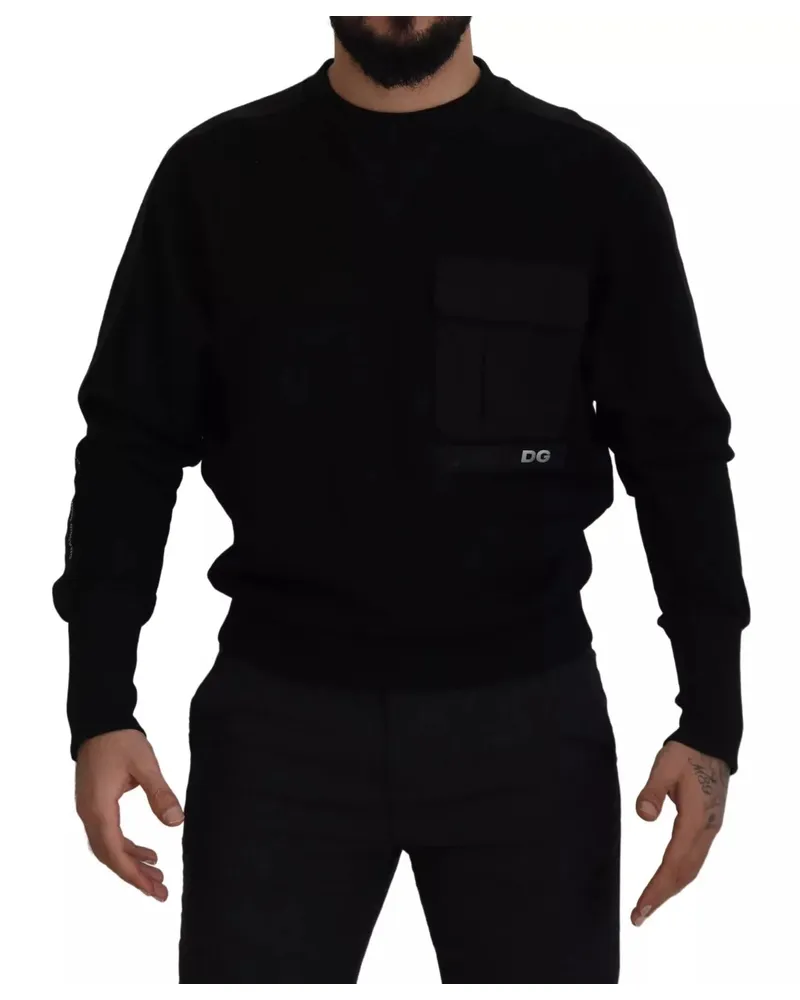 Dolce & Gabbana Men's Black Cotton Crewneck Sweatshirt Sweater Polyester Clothing Black