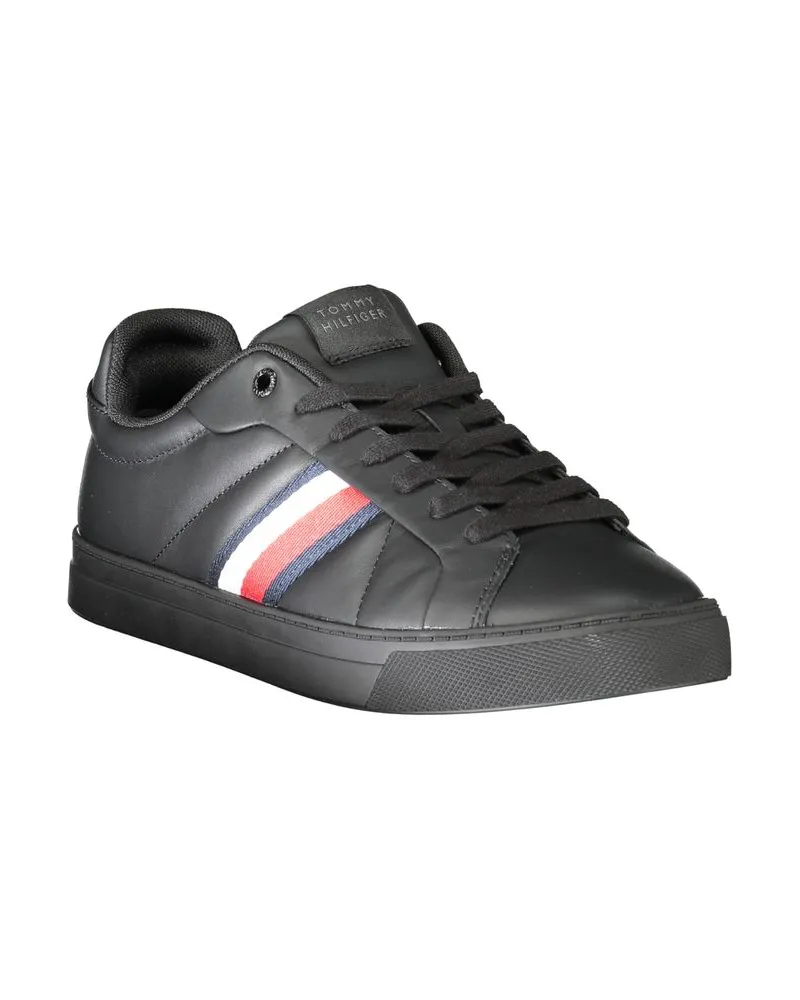 Tommy Hilfiger Leather and Polyester Sneaker — Black Black