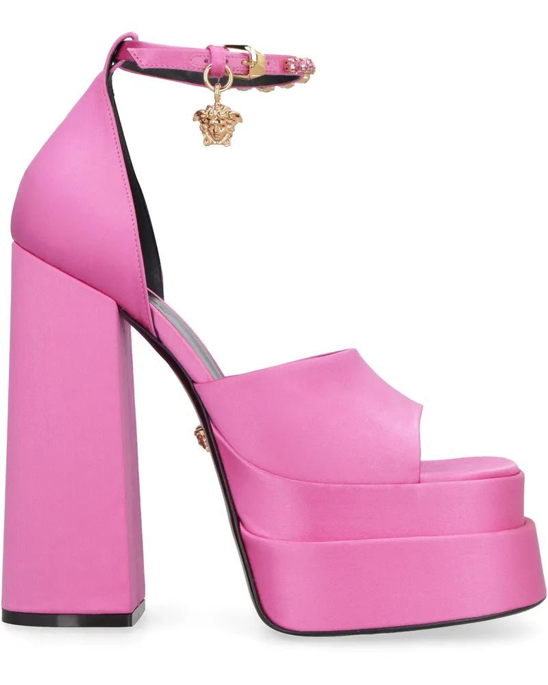 Versace Women's Medusa Aevitas Satin Sandals Pink Silk Pink