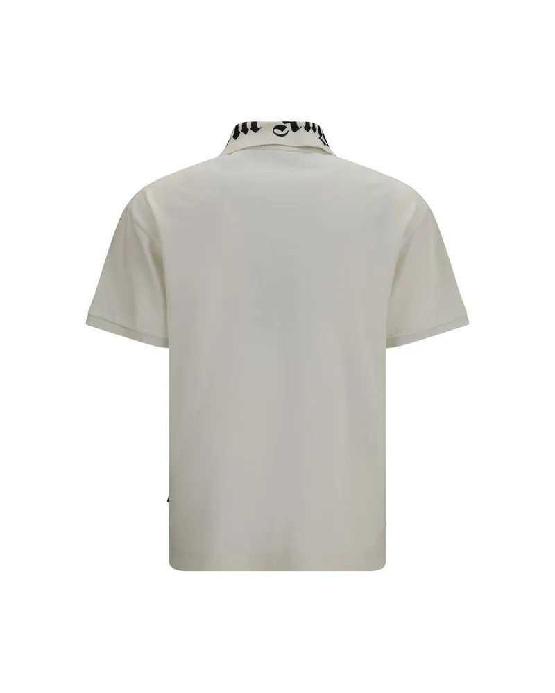 Palm Angels Men White Cotton Polo Shirt White