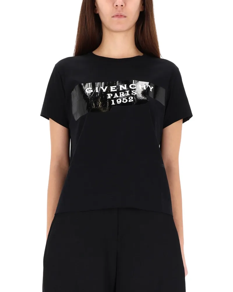 Givenchy Cotton with Tape Detail T-Shirt — Black Black