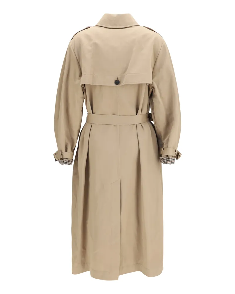 Brunello Cucinelli Belted Cotton-Linen Trench Coat — Beige Beige